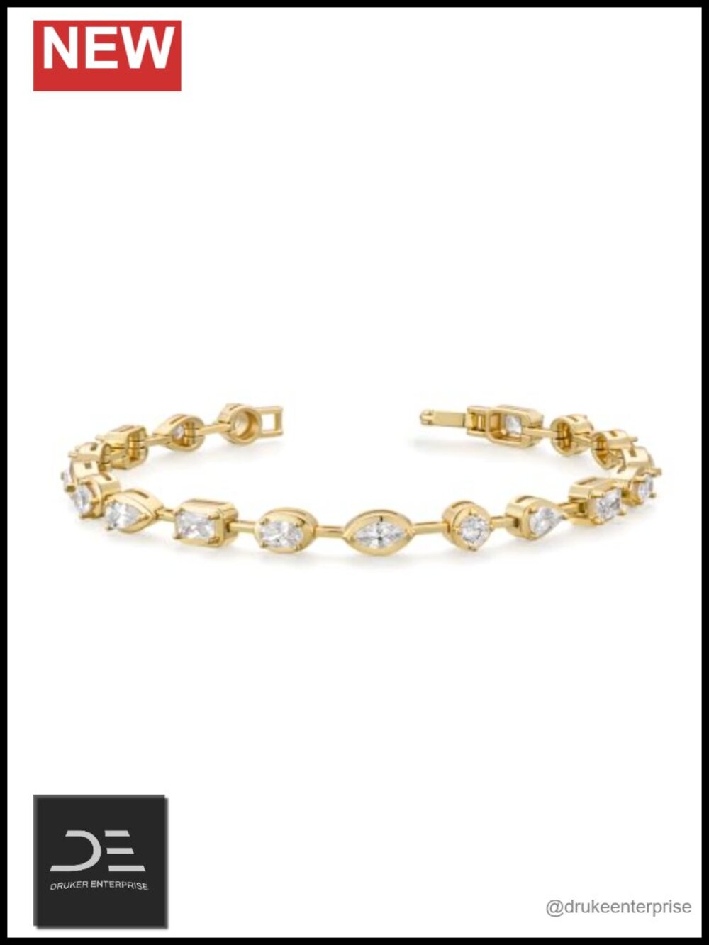 14K Gold Plated Bezel Set Tennis Bracelet for Women Oval CZ Gift